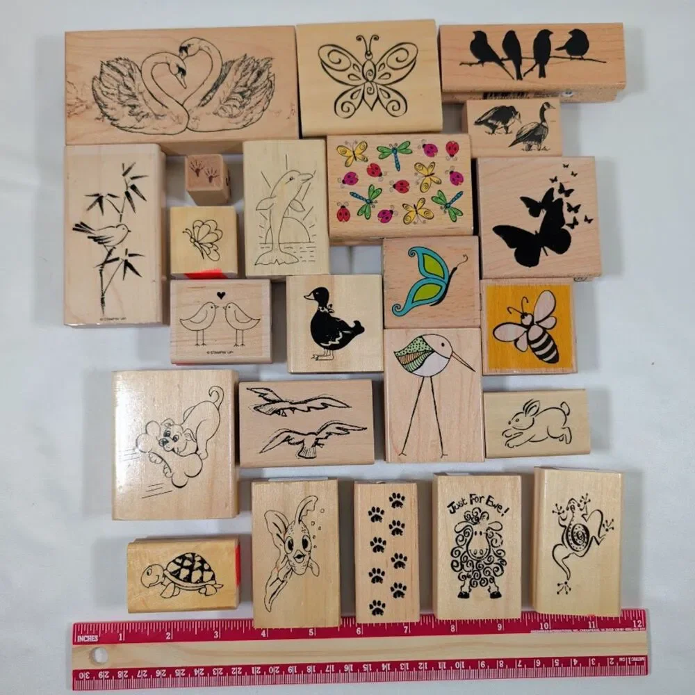 Lot #10 Nature Bird Butterfly Bee Animal Rubber Stamps Stampin Up Anita's